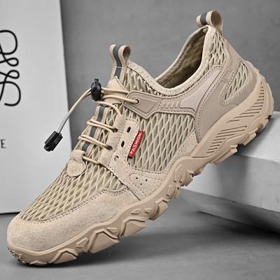 Men's Soft Hiking Shoes Summer Breathable Mesh Sneakers Light Black Hike Footwear Walking Outdoor Climbing Shoes