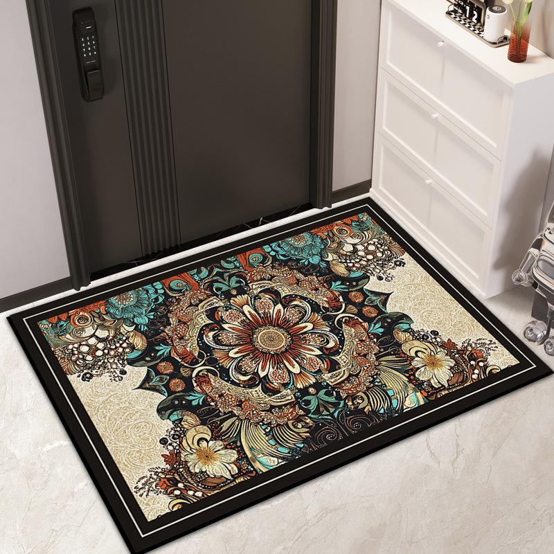 Entry Door Floral Silk Floor Mat Household Entrance Door Dirt Mat Outdoor Dirt Resistant Dust Removal Can Be Tailored Carpet