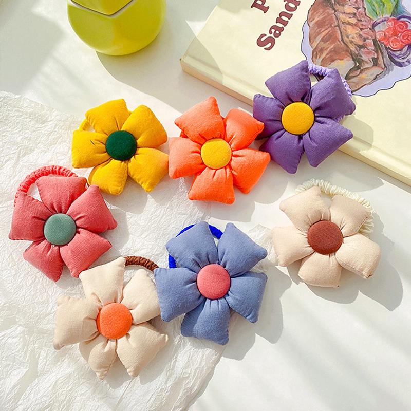 New Children Elastic Hair Bands Cute Flowers Bow Hair Bands Headwear Kids Hair Ties Girls Cute Simple Hairbands Hair Accessories