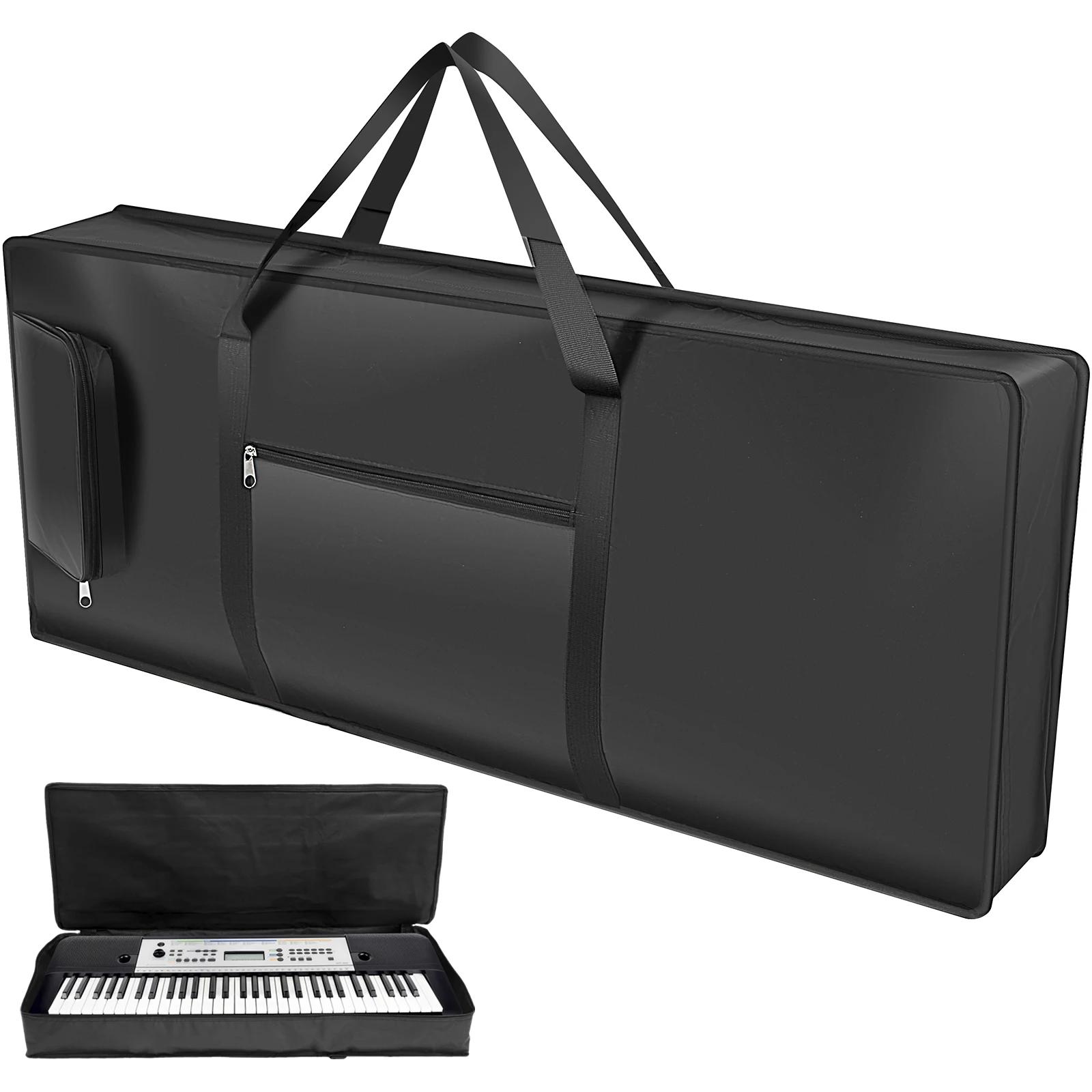 

61 Key Keyboard Gig Bag 420D Oxford Cloth Electric Piano Case Portable Keyboard Case with Handle and Adjustable Shoulder Strap 100x40x15cm чорний