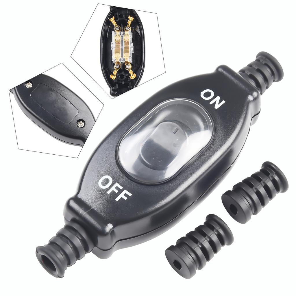 Switch Parts Waterproof Tool Waterproof Switch 204 IP65 Dustproof In-line Switch Silver Contact Waterproof High Quality