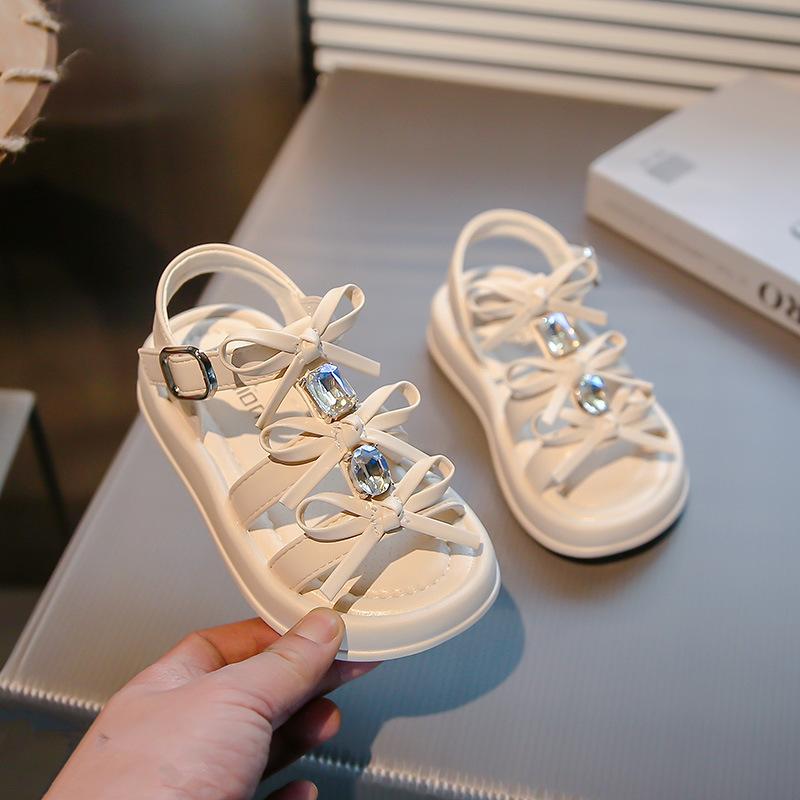 

Girl Sandals Summer Children Open-toe Beach Sandals Princess Sweet Bowknot Kids Fashion Hollow-out Causal Shoes Versatile 37