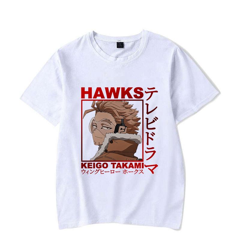 

Hot Hawks Print T-shirt Summer Anime T Shirt Women Men Fashion Y2k Short Sleeve Loose Shirts M