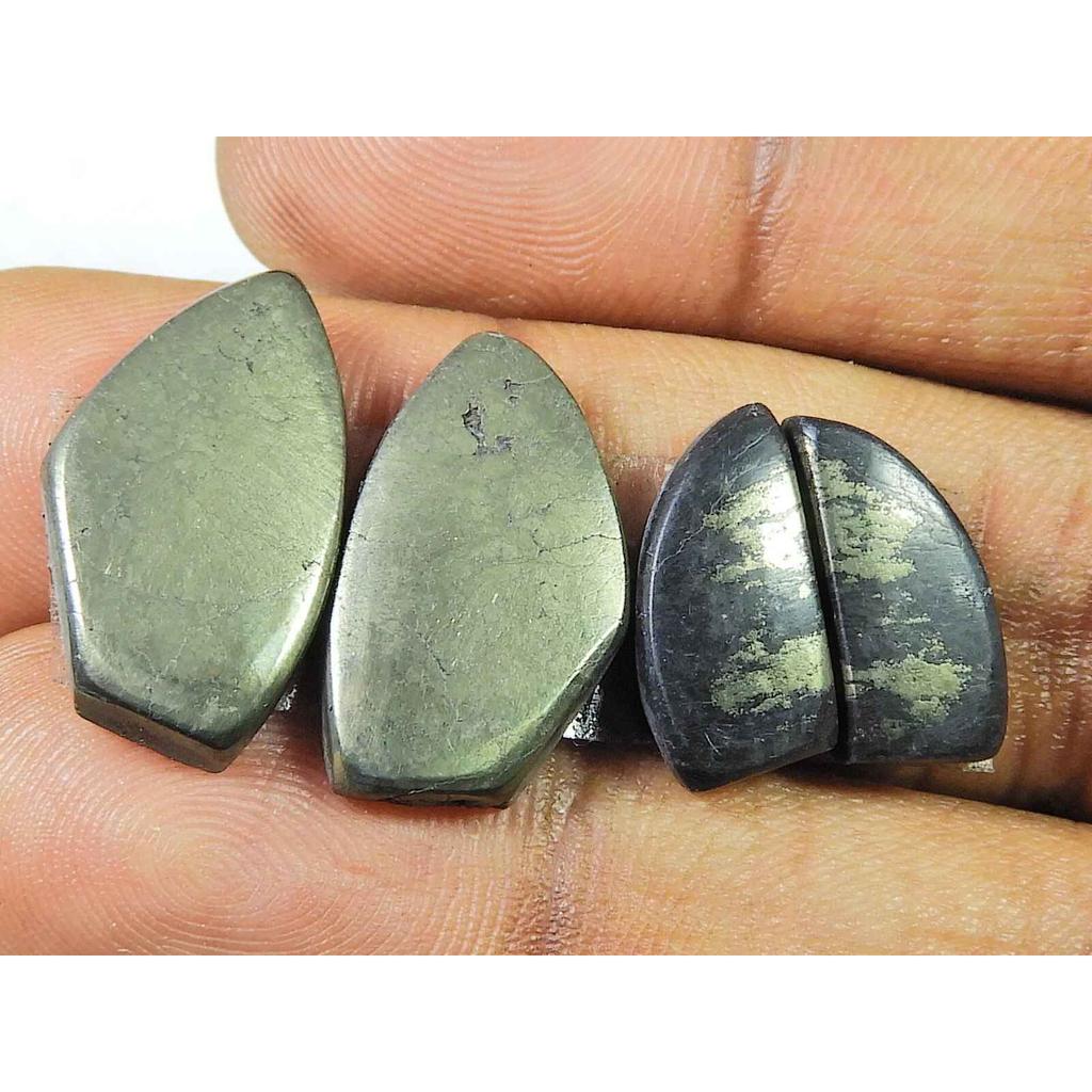 Natural Appach Gold Pyrite 2 Matching Pair Fancy Cabochon Gemstone 13-20MM SK-2151