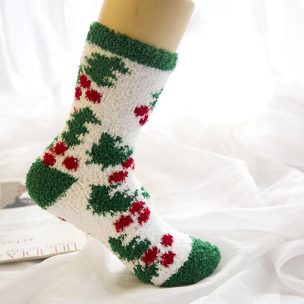 Women's Winter Thickened Coral Fleece Socks Warm Half-fleece Socks Towel Socks Home Cartoon Sleep Socks Thickened Christmas Socks