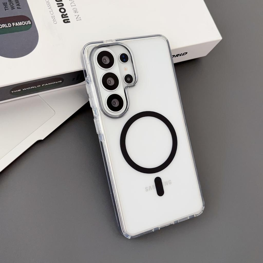 Applicable To Samsung S26Ultra Mobile Phone Case Ice Crystal Two-in-one Magnetic Charging S25U High Transparency and Anti-drop Simple