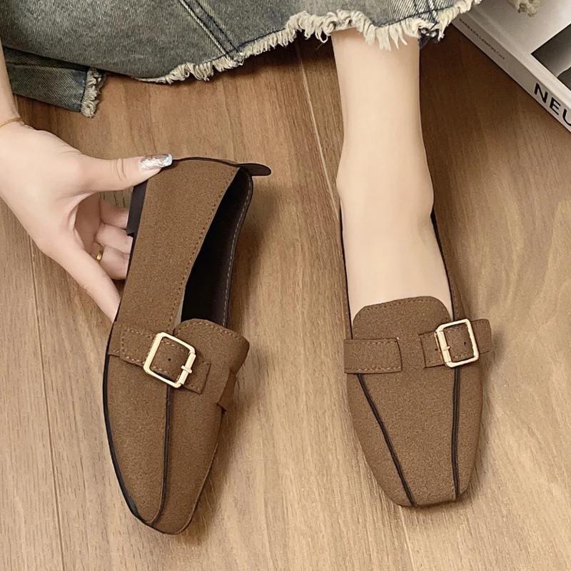 Ballerinas mit eckiger Spitze Damen Loafer Schuhe Flach Weich Lässige Bootsschuhe Sommer Walking Neue Sandalen Kleid Bequem Mujer Zapatos