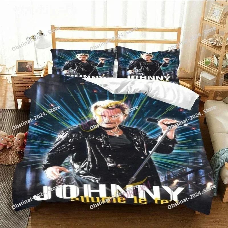 France Rock Singer J-Johnny H-Hallyday Bedding Set Printed Single Comforter Duvet Cover Pillow Case 3 Pieces Set Kids Adult Size