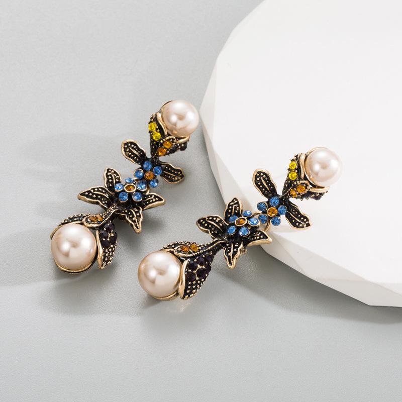 Women's Premium Pearl Drop Earrings Champagne Double Shell Beads Personality Temperament Light Luxury Earrings