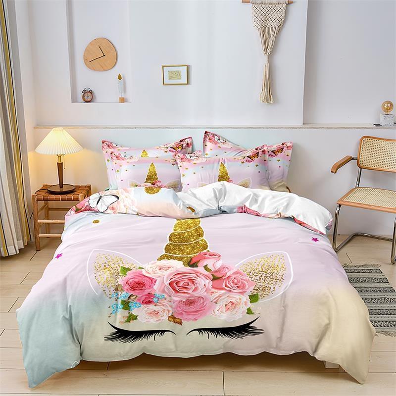 3D Digital Printing Kit Home Textile Quilt Cover Bed Sheet Bedding Three-Piece Set