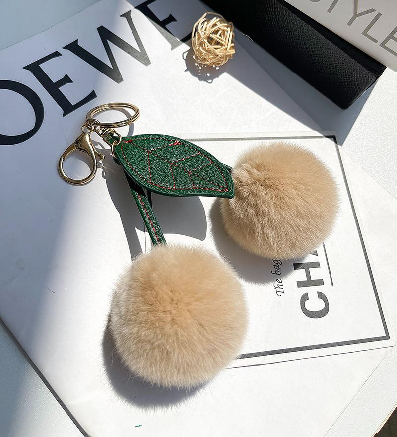 Plush Cherry Faux Mink Fur Keychain & Bag Charm