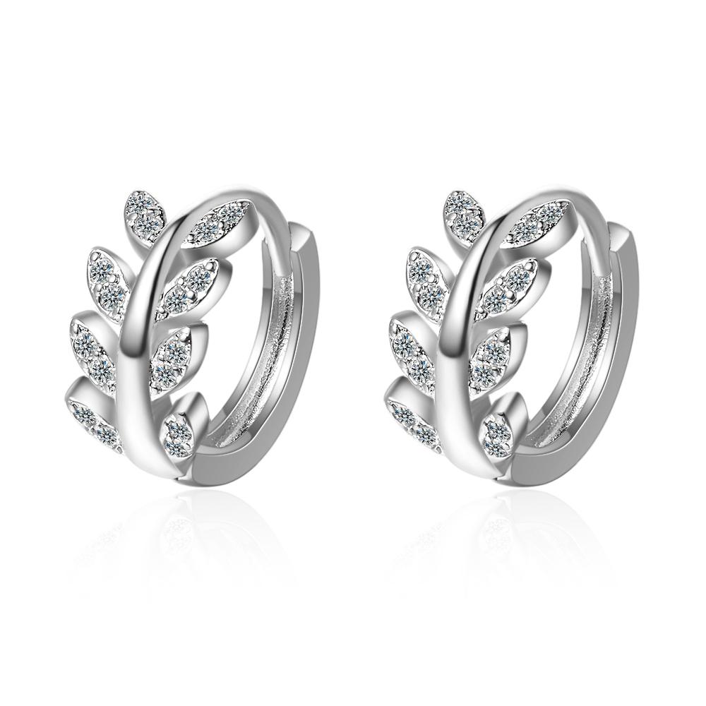 

Moissanite Diamond Hoop Earrings 925 Silver Piercing Certified Gold Fish Bones Leaf Earring 14k for Women Girl Jewelry