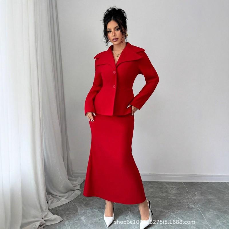 Womens 2026 Professional Suit Dress Elegant OL Long Sleeve Work