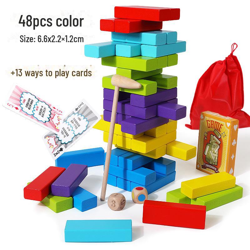 Solid Wood Stacking Blocks: Educational Parent-Child Puzzle Toy for Early Learning and Interactive Play