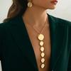 Exaggerated Fashion Irregular Geometric Pendant Necklace Earring Set Y-Shaped Chain Collarbone Jewelry Set