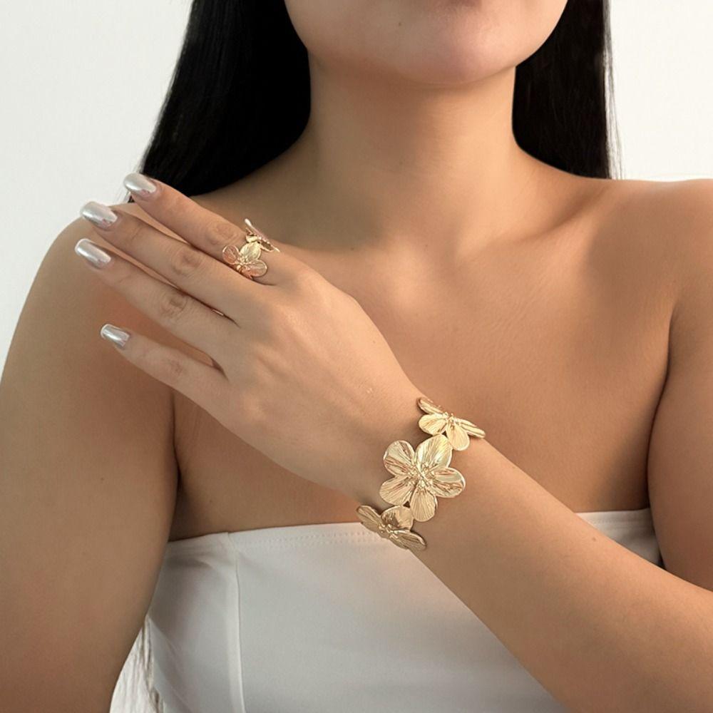 6Pcs Zinc Zinc Alloy Necklace Earrings Bracelet Set Bohemian Style Women Jewelry Suit Party