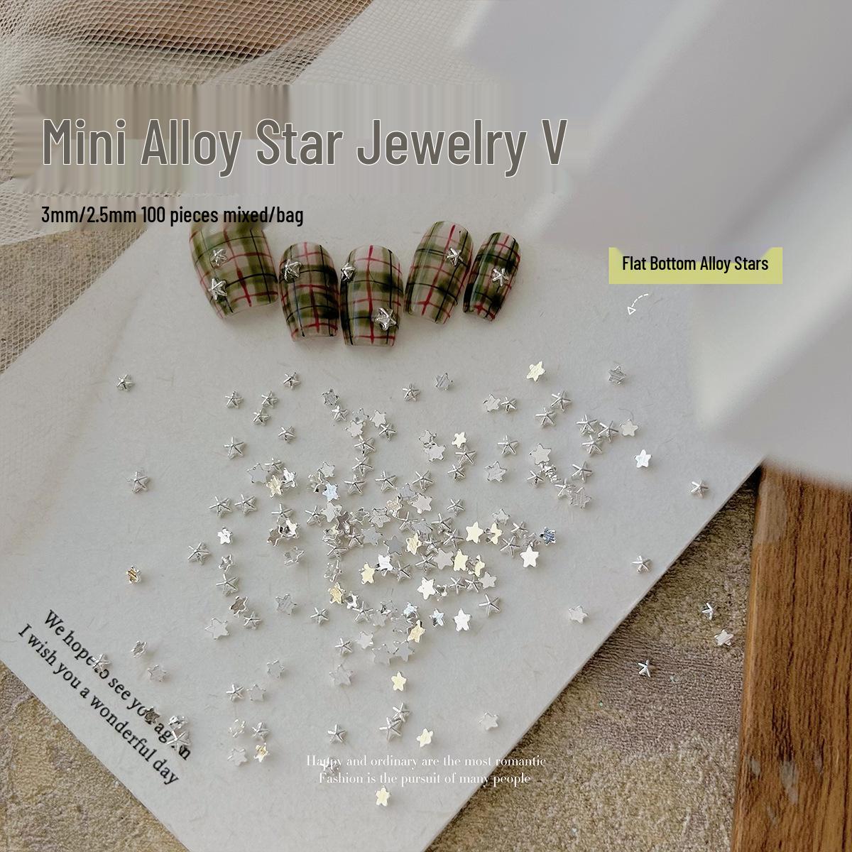 

Миниатюрные металлические подвески-звездочки: Рождественские украшения для нейл-арта и металлические звезды с плоской задней стороной