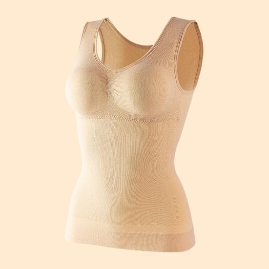 Seamless Body Shaper Bra Tank Top Women Tummy Control Removable Pad Wide Shoulder Strap Underwear Slimming Vest Corset Shapewear