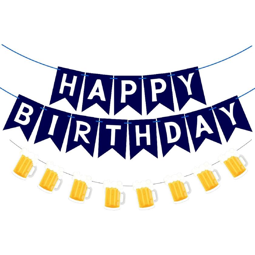 Beer Birthday Banner Beer Mug Pennant Banner for Beer Party and Birthday Wedding Party Supplies