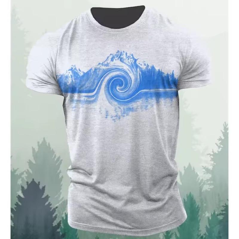 

Мужская футболка с горным узором, 3D-принт, мужская футболка, свободная рубашка, модный топ большого размера, спортивные футболки, уличная повседневная одежда 6XL