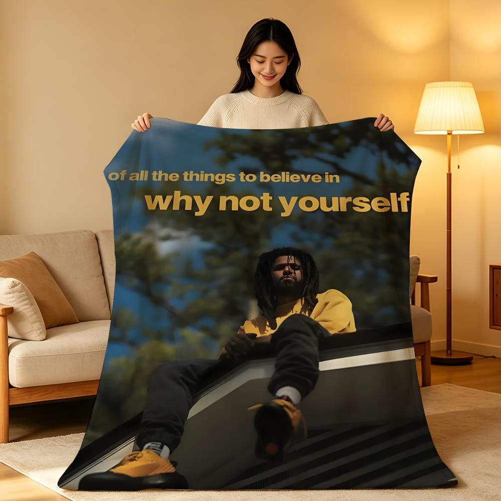 Music J-J.Cole Throw High-Density Short Plush Blanket Soft Skin-Friendly for Sofa Nap Air-Conditioned Room