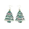 European and American Cross-border Wooden Double-layer Christmas Tree Earrings