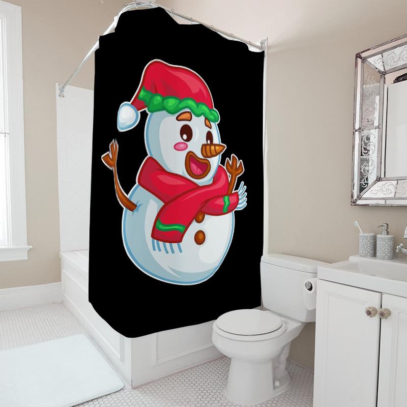 Tuniu Cute Snowman Holiday Shower Curtain Festive Winter Bathroom Decor Fun Christmas Gift Novelty Fabric Backdrop