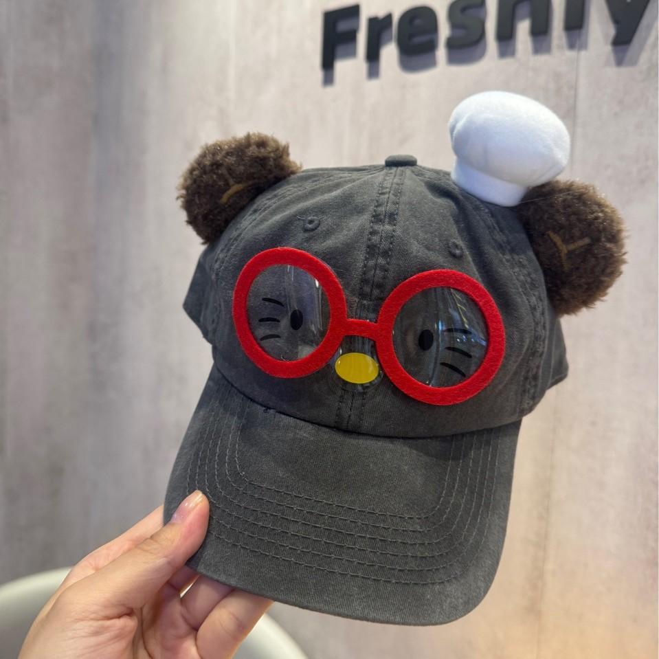 Korean Version of the New Parent-child Cartoon Bear Letter Soft Brim Cap Spring and Autumn Shopping Travel New Baseball Cap