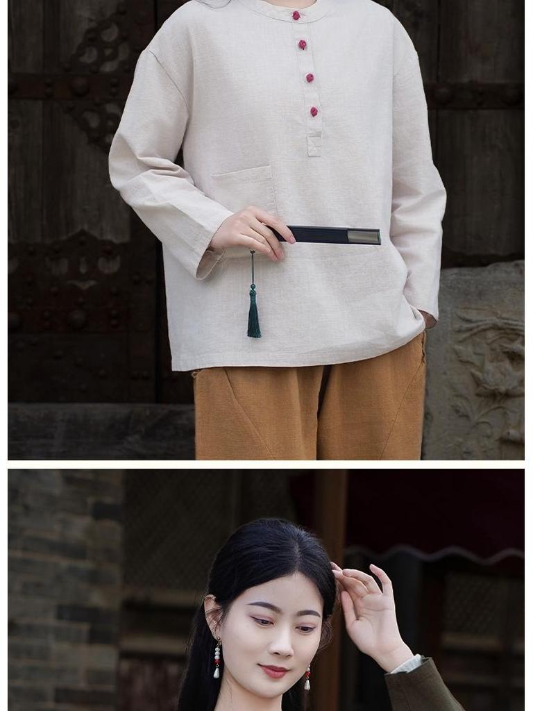 Women's Spring-Summer Ramie Zen Practice Top - Chinese Retro Style
