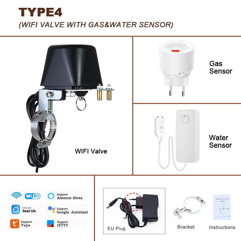 1/2" 3/4" 1" Inteligentny zawór gazowy Tuya WIFI Timer odcinający wodę ogrodową Kontroler nawadniania z czujnikiem wody/gazu Alexa Google