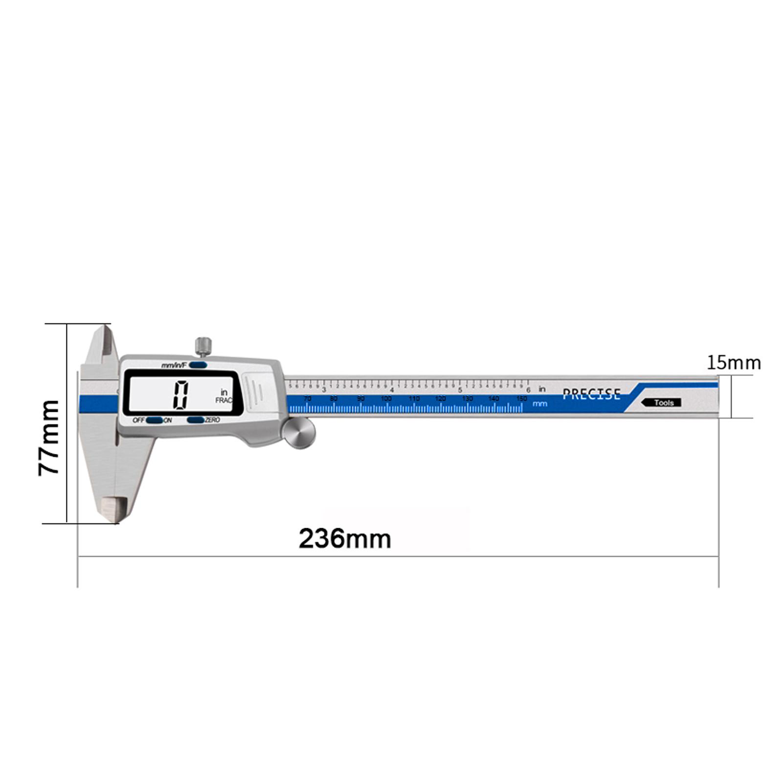 

150 мм цифровой штангенциркуль микрометр из нержавеющей стали измерительный инструмент глубиномер Messschieber Paquimetro с ЖК-экраном серебряный