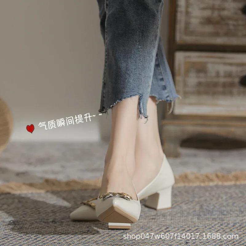 Модные кожаные женские туфли с квадратным носком из коровьей кожи на высоком каблуке — фото 6