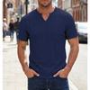 Mens Summer Casual Breathable Solid V Neck Short Sleeve Plus Size Loose T Shirt