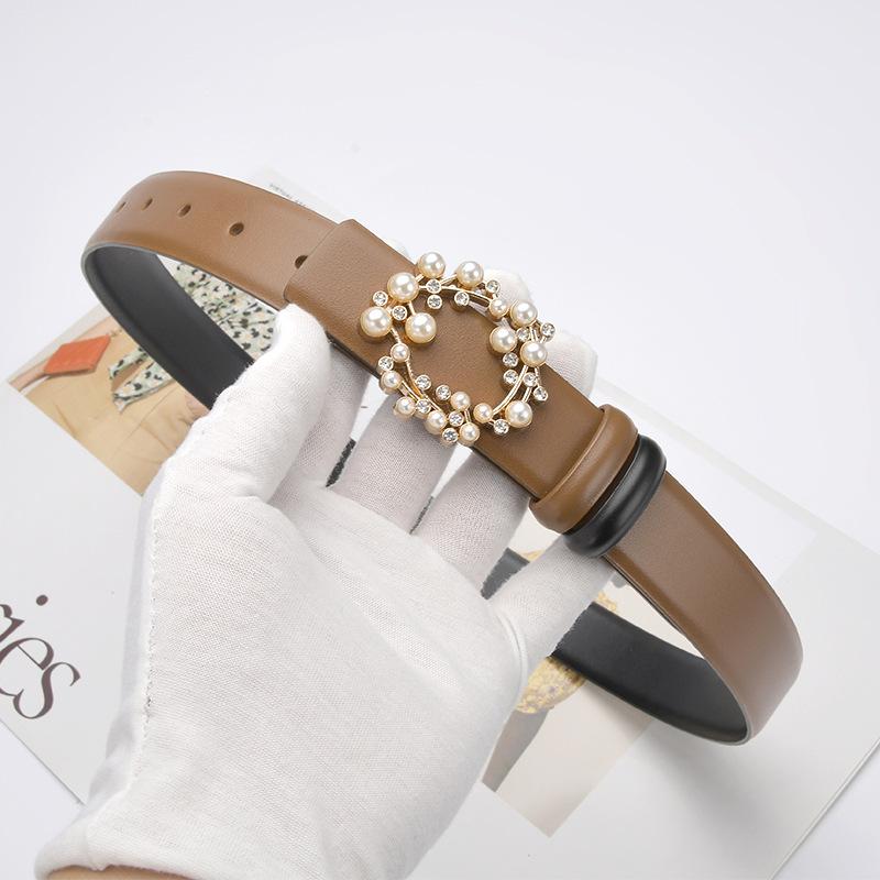 Genuine Leather Belt for Women, Fashionable Belt for Women, Summer Versatile Double-sided Decoration with Dress Waist Jeans