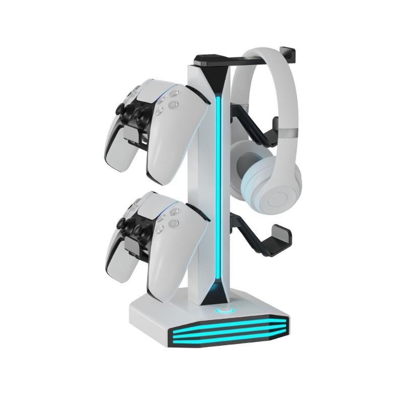 

Functional Game Controller Stand Including Power Outlets And LED Features Perfect For Headphones Organization білий