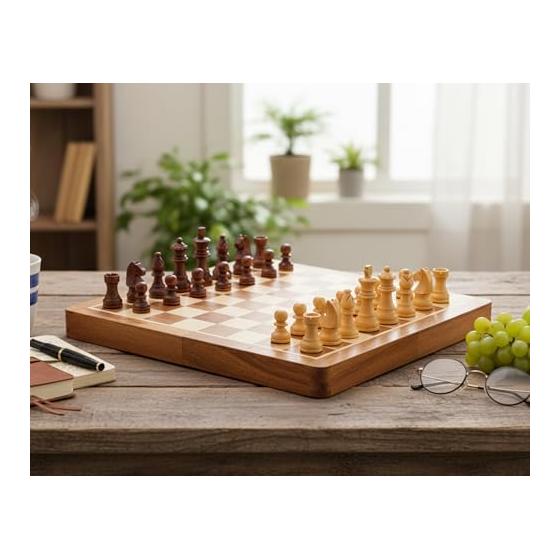 StonKraft Handcrafted Premium Wood 31 X 31 Cm Chess Set - Rosewood Folding Magnet Set with Storage