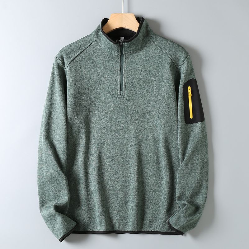 Original Foreign Trade Outdoor Lightweight Autumn and Winter Men's New Fleece Sweatshirt Sports Casual Half-Zip Stand Collar Top