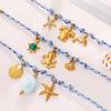 Blue rope woven ocean pendant niche starfish dolphin turtle multi-pendant necklace bracelet set