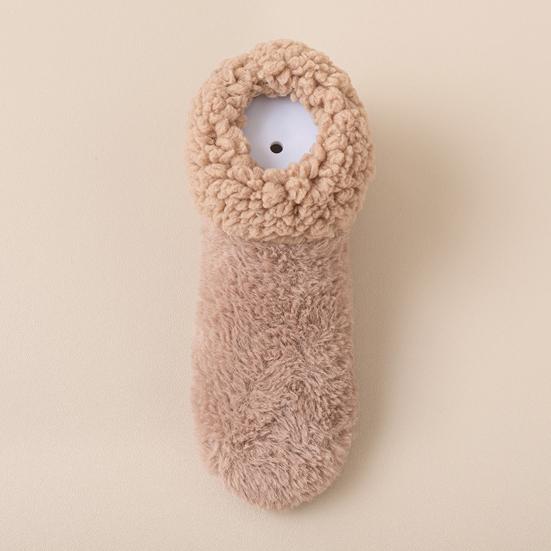 Fluffy Winter Ankle Socks Women Fuzzy Slipper Socks with Grips Plush Warm Non-slip Low Cut Socks for Home Lounging