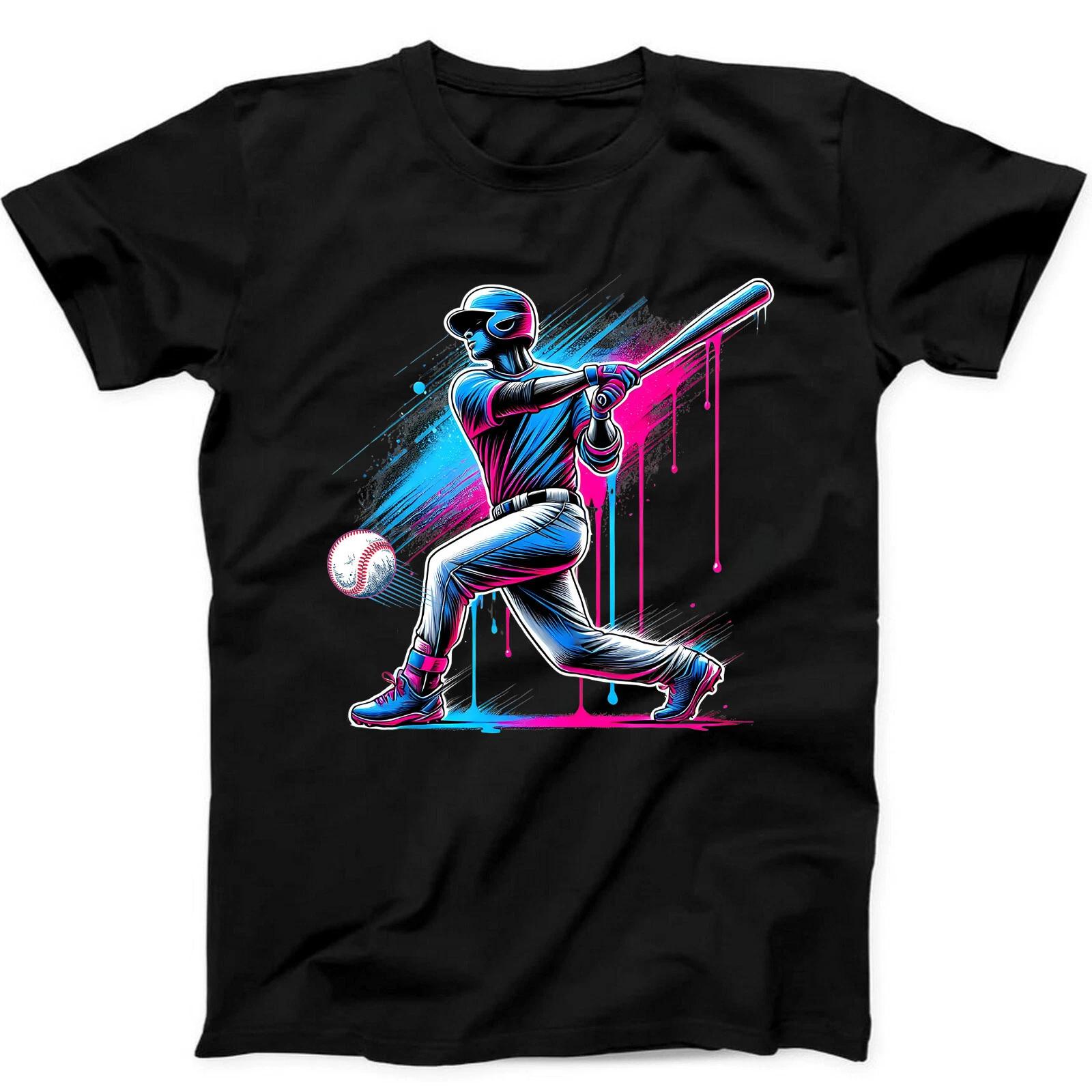 

Baseball Player Ice Cream Drip Humorous Funny Art Gift Tee Black T Shirt 26 M