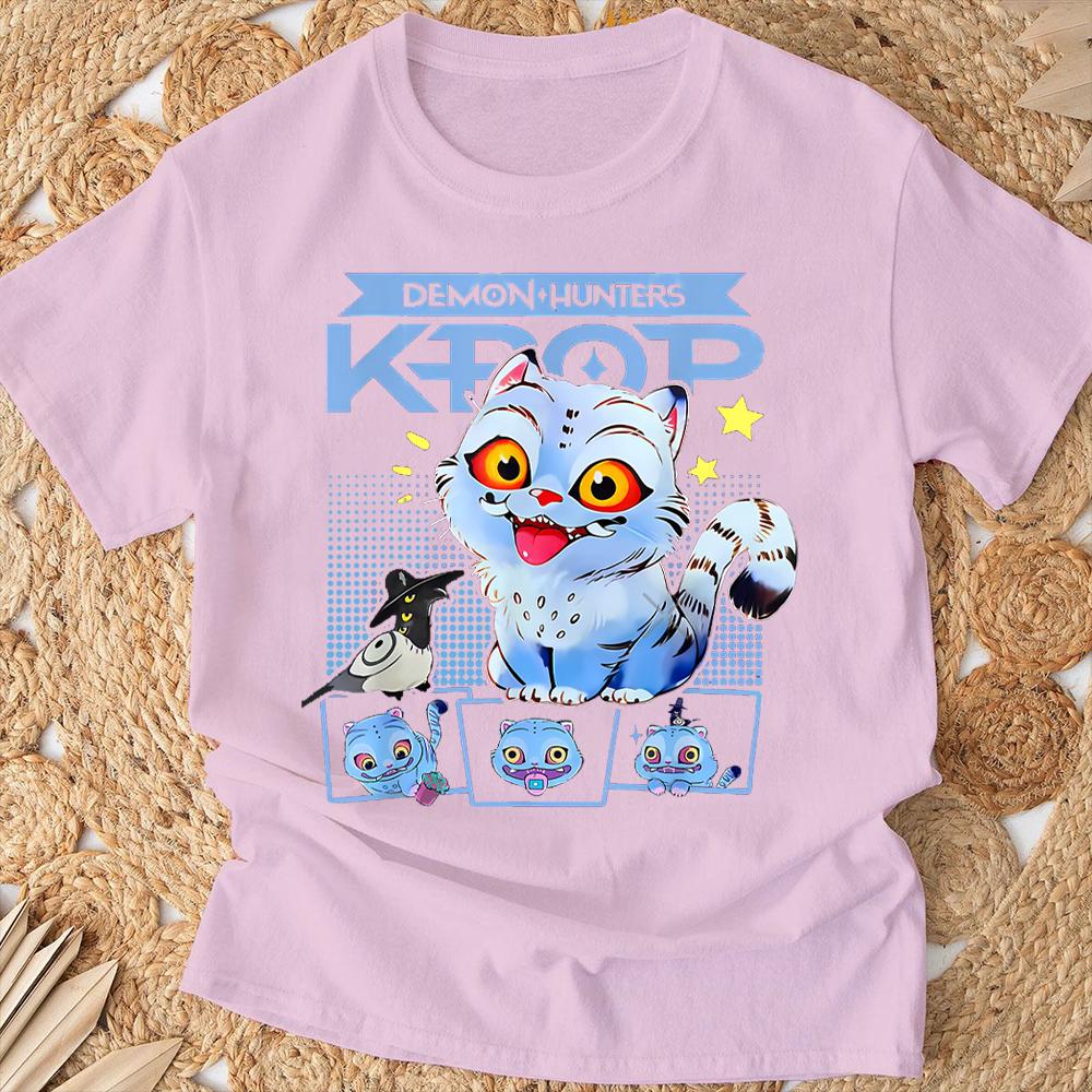 Kpop Demon Hunter HD Tiger Print T-Shirt - 100% Cotton Breathable Summer Tee for Men & Women  Soft Round Neck Casual Top