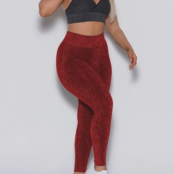 Shimmer Seamless European & American Cross-Border Yoga Suit - Shiny Silver Silk