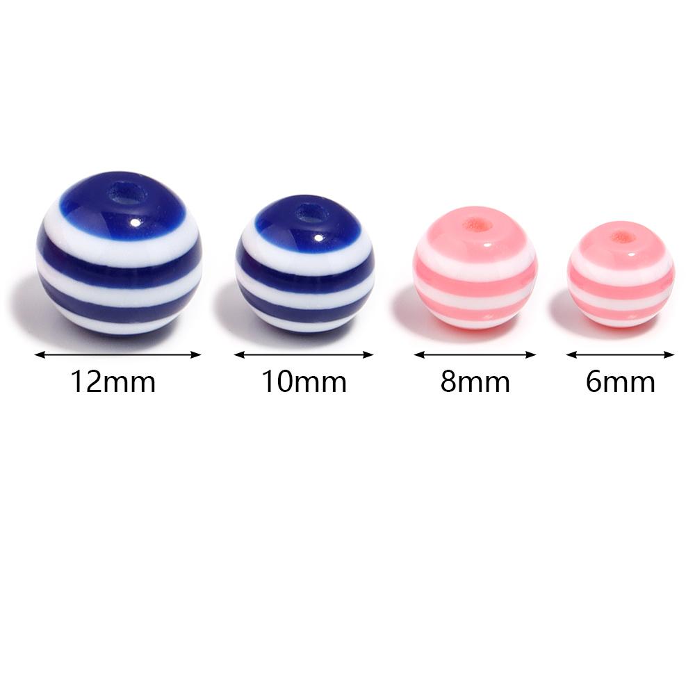 50-100pcs/lot 6 8 10 12mm Resin Round Beads Colored Stripes Spaced Beads For DIY Craft Bracelet Phone Chains Making Accessories