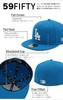 NEW ERA Flat Visor Cap MLB Los Angeles Dodgers Rainstorm Blue 7 59Fifty 1/2