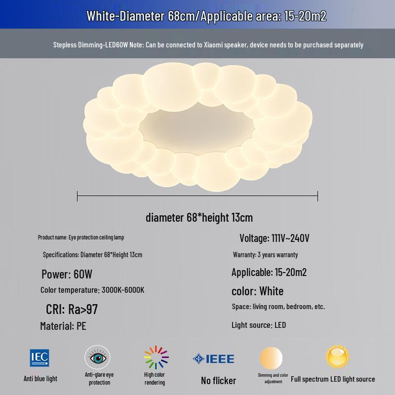 Nordic Modern Minimalist Cream Bubble Ceiling Light for Master Bedroom