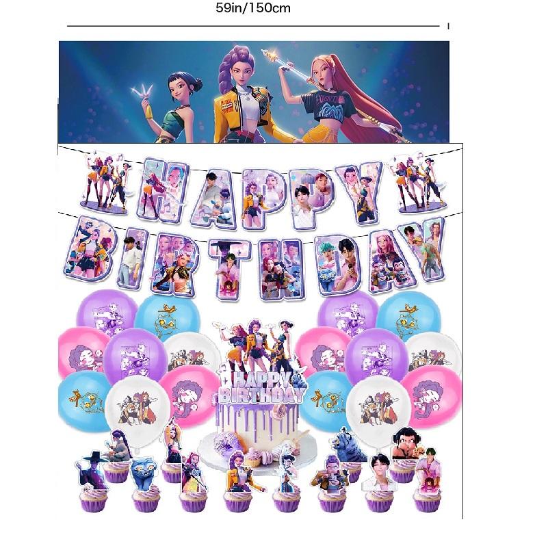 

K-pop Охота на демонов Одноразовый набор столовых приборов для вечеринки Вытягивание флага Вечеринка по случаю дня рождения Корейская K-pop Аниме-вечеринка Saja Boys Флаг Принадлежности для пикника A2 31PCS