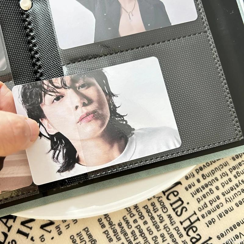 Mini Photo Album 64 Pockets 3-Inch PU Leather Cover Photo Book Commemorative Photo Insert Style Star Album Small Card Storage