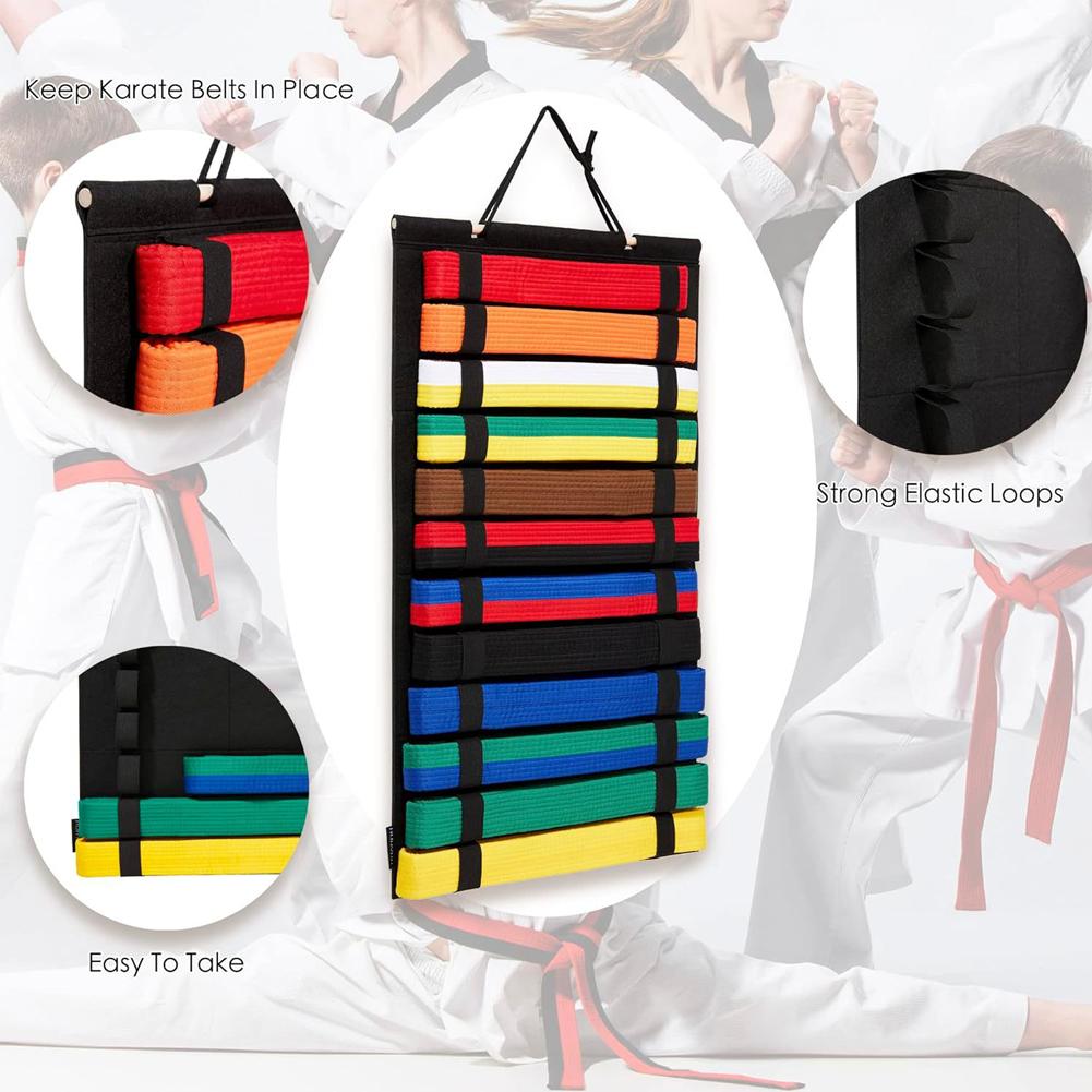 Martial Arts Belts Organizer Karate Belt Display Holder Durable Rack Wall Hanging Taekwondo Belt Storage for Muay Thai Judo