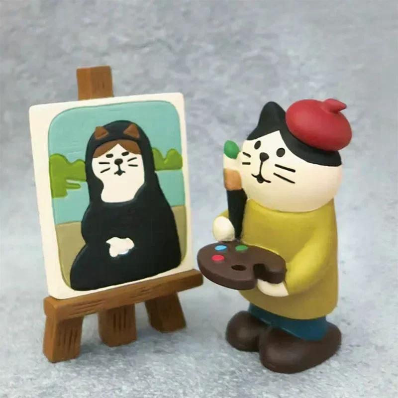 Japanese Zakka Bookstore Series Cat Bookshelf Miniature Resin Craft Toys, Collectible Home Decoration Accessories, DIY Ornaments