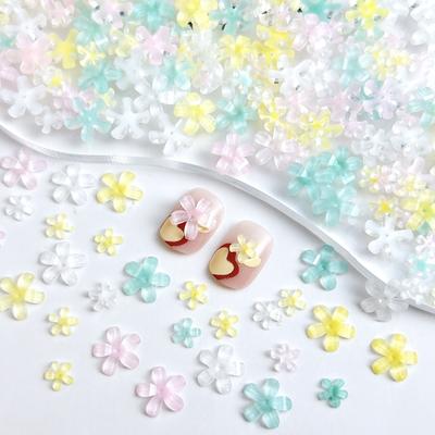 Summer New Flower Nail Art Rhinestones Ice Transparent Size 6mm 10mm Five-Petal Flower Resin Accessories Materials